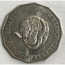 AUSTRALIA 1991 . FIFTY 50 CENTS COIN . 25th ANNIVERSARY OF DECIMAL CURRENCY